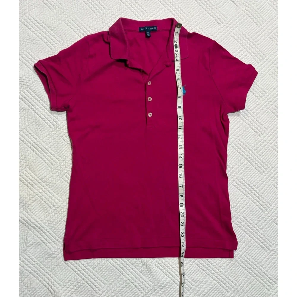 Ralph Lauren Youth Girls Polo Size Large Pink Collar Classic Short Sleeve